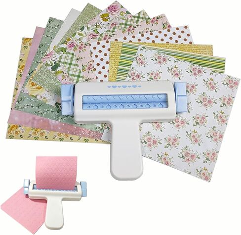 HELAIMAY Heart Embossing Roller with 6 Inch Decorative Scrapbook Paper in Saudi Arabia