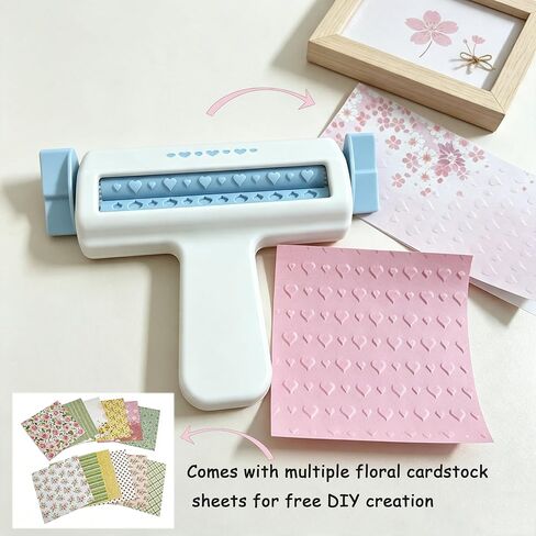 HELAIMAY Heart Embossing Roller with 6 Inch Decorative Scrapbook Paper in Saudi Arabia