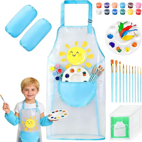 Elisel Kids Art Smock, Toddlers Painting Apron Waterproof for Children Artist Smock With Sleeve,Disposable Aprons for Kids in Kuwait