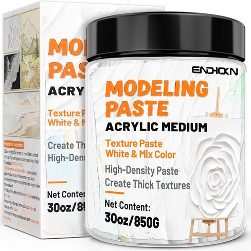 Endhokn Thick Modeling Paste 30oz / 600ml - Professional High Density Art Texture Paste for Acrylic Painting, for Texture and Thickness, Color Adjustment Acrylic Gel Medium White 850g in Saudi Arabia