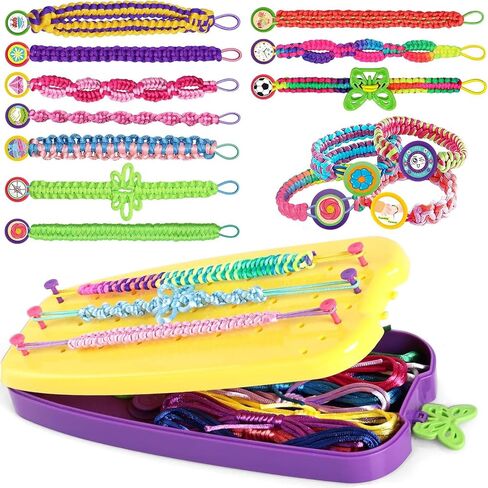 Friendship Bracelet Making Kit Toys, Ages 7 8 9 10 11 12 Year Old Girls Gifts Ideas, Birthday Present for Teen Girl, Arts and Crafts String Maker Tool, Bracelet DIY, Kids Travel Activity Set in Kuwait