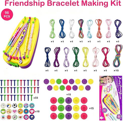 Friendship Bracelet Making Kit Toys, Ages 7 8 9 10 11 12 Year Old Girls Gifts Ideas, Birthday Present for Teen Girl, Arts and Crafts String Maker Tool, Bracelet DIY, Kids Travel Activity Set in Kuwait