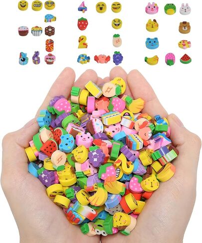 300PCS Mini Cute Animals and Fruits Pencil Erasers for Kids Bulk in Kuwait