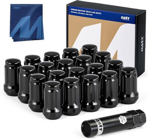 OMT 1/2"-20 Lug Nuts with Cone Seat, 3/4" 19mm Hex 1.38x0.87 in. Chrome Plated Wheel Lug Nuts Compatible with Ford Mustang Explorer F-150 Dodge Ram 1500 Ramcharger Jeep Wrangler & More, Set of 20 in Kuwait