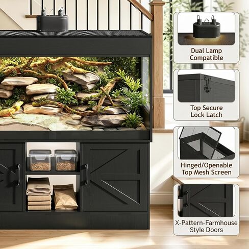 120 Gallon Reptile Tank with Stand with Power Strip Sliding Doors in Kuwait