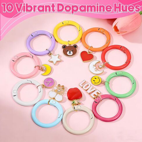 100 Pcs Round Carabiner Keychain Rings Bulk-10 Colors Metal Key Ring Clips Spring O Rings for DIY Keychain Making Supplies, Purse Bag Charms, Lanyard, Crafts (0.9 Inch, Assorted Colors) in Saudi Arabia