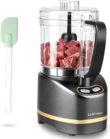 La Reveuse Electric Mini Food Processor with 200 Watts 2-Cup Prep Bowl for Mincing Chopping Grinding Blending Pureeing (Metallic Grey) in Kuwait