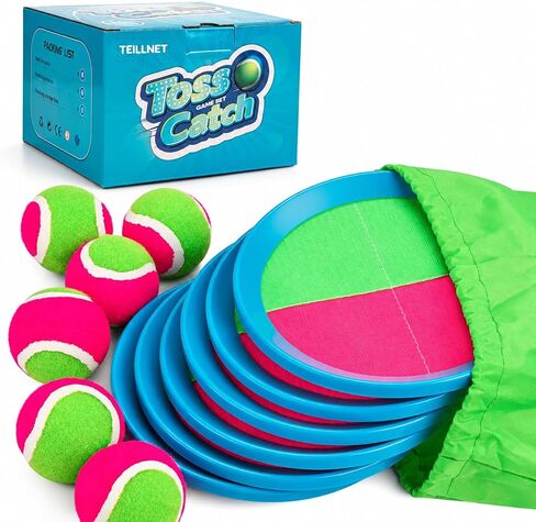 TEILLNET Toss and Catch Ball Set Upgraded - Kids Toys Outdoor Games Baseball Training - Sturdy & Water-Resistant for Beach Pool Yard - Classic Gift for Family Boys Girls 3 4 5 6 7 8 9 10 11 12+ Years in Saudi Arabia