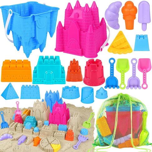 FUSPWEAO Beach Toys with 2 Castle Buckets, Sand Molds for Kids Ages 3-12 in Saudi Arabia