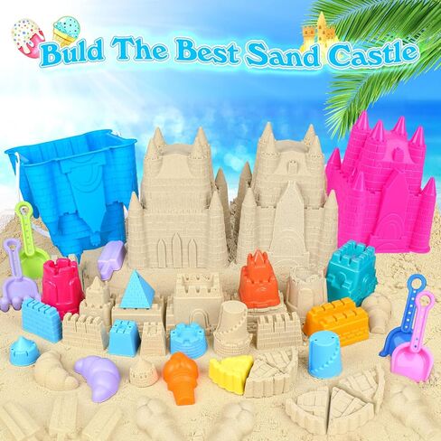 FUSPWEAO Beach Toys with 2 Castle Buckets, Sand Molds for Kids Ages 3-12 in Saudi Arabia