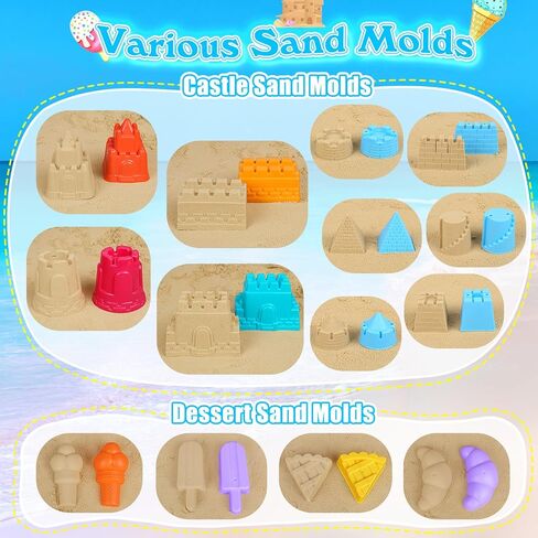 FUSPWEAO Beach Toys with 2 Castle Buckets, Sand Molds for Kids Ages 3-12 in Saudi Arabia