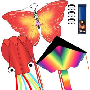 3 Pack Large Kites for Kids & Adults, Easy to Fly Outdoor Beach Kites in Kuwait
