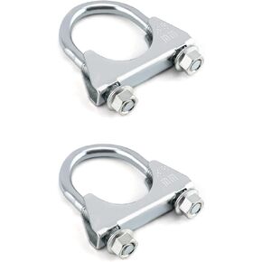 QWORK U-Bolt Muffler Tip Exhaust Hook, 2 Pack 3.5" OD Universal Silencer Clip, Stainless Steel Pipe Clamp in Saudi Arabia