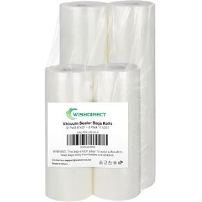 Vacuum Sealer Bags Rolls Compatible with FoodSaver, 2 Pack 11" x 25' and 2 Pack 8" x 25' Fit Inside Machine Commercial Grade Embossed Food Preservation Rolls (Total 100 Feet) in Kuwait