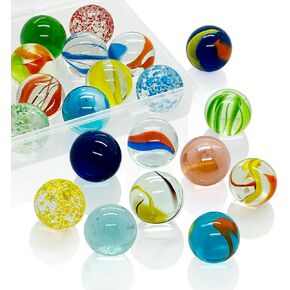 Large Glass Marbles, 1 Inch/25mm, Colorful, 20 Pack, Shooter Marble Race Game for Kids and Adults, with Storage Case in Saudi Arabia
