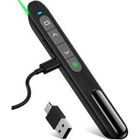 DinoFire Wireless Presenter, Hyperlink Volume Control Presentation Clicker RF 2.4GHz USB PowerPoint Clicker Presentation Remote Control Pointer Slide Advancer (Black) in Saudi Arabia