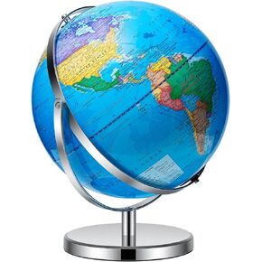 BSHAPPLUS 13inch World Globe with Metal Stand, 720° Full-View Rotation in Kuwait