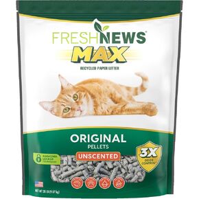 Fresh News Recycled Paper Original Pellet Cat Litter, 25 Pound, Non-Clumping, Unscented, Made in USA in Kuwait