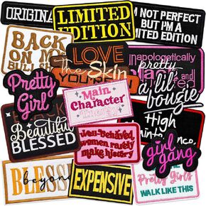 16pcs Black Girl Iron on Patches Girl Power Embroidered Patches for Trucker Hats Clothes Jackets Backpacks in Kuwait