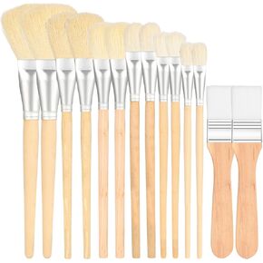 Mop Brush for Acrylic Painting, 14 Pcs Assorted Size Paint Brushes for Acrylic Painting Blending Brush with Wooden Handle Artist Brushes for Acrylic Watercolor Oil Painting Face Body Art in Saudi Arabia