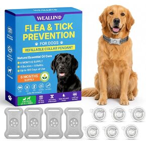 Flea Collar for Dogs, Refillable Collar Pendant 4 Clips + 6 Refills, Black in Saudi Arabia