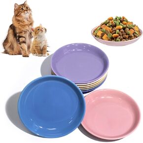 [8 Pack] Ceramic Cat Food Bowl, Colorful Cat Bowls Whisker-Friendly, 5.9" Shallow Wide Kitten Plates, Easy to Clean Indoor Feeding Dishes in Saudi Arabia