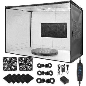 24x16x16 Airbrush Booth,Paint Booth with Dual Exhaust Fans&LED Lights,3 Pack Anti-Noise Earplugs,5Filters Pad&360°Turntable Airbrush kit -Paint Tent for Spray Painting,Craft Model Making-Black in Saudi Arabia