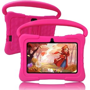 Tablet Kids 7 inch with Shockproof Case, 1GB RAM 32GB ROM, Android Toddler Tablet with Bluetooth, WiFi, GMS, Parental Control, Educational, Games(Pink in Saudi Arabia