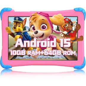 Fivahiva Kids Tablet 10 inch, Android 15 Tablet for Kids, 10GB RAM 64GB ROM, Octa-Core, Ad-Free Content, Large HD IPS Display, WiFi 6, Dual Camera, Bluetooth 5.0 Great Gift for Toddler(Pink) in Saudi Arabia