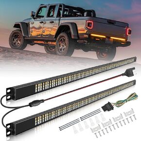 Nilight Truck Tailgate Light Strip 60" Aluminum Frame Triple Row 1200 LED Strip with Red Running Brake Lights White Reverse Light Amber Sequential Turn Signals Strobe Lights，2 Years Warranty in Saudi Arabia