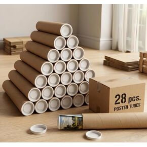 36 Pack Shipping Tubes with Caps, 2 x 12 Inch Cardboard Mailing Tubes for Posters, Art Prints and Blueprints, Heavy Duty Rigid Kraft Postal Tubes Bulk for Storage and Mailing (2" x 12.2") in Kuwait