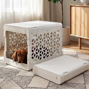 KindTail PAWD Collapsible Puppy and Dog Crate - Stylish Pet Kennel - Safe Indoor Kennel- Lightweight, Compact & Portable for Travel - Small White in Saudi Arabia