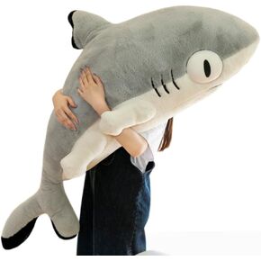 39.5 Inch SharkPlush Toy Pillow Giant Shark Stuffed Animal Soft Shark Pillow Cushion Shark Plush Pillow Chubby Stuffed Shark Toy for Home Room Décor Kids Bedtime Gift Throw Pillow in Saudi Arabia