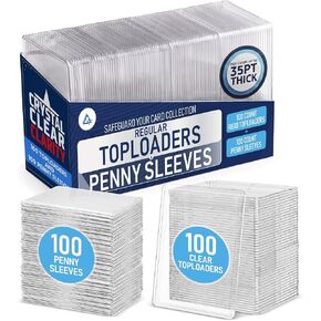 Invested Alliance 200-Pack Toploaders & Card Sleeves – 100 Crystal-Clear 35PT Top Loaders + 100 Penny Sleeves, 3x4 Hard Plastic Protectors for Trading, Baseball, Football & Sports Cards in Saudi Arabia