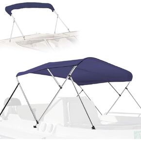 SereneLife 4 Bow Bimini Top Boat Cover - Front Hold-Down Straps and Rear Support Arms, Includes Mounting Hardware with 1 Inch Aluminum Frame (Blue), 4 Bow 8'L x 54" H x 85" - 90" in Saudi Arabia