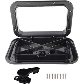 YaeMarine Marine Access Hatch Boat Deck Hatch Lid Access Hatch & Lid 10-5/8"x14-3/4 RV (270mm x 375mm) Opening Clearance:7-1/2"X 11-1/2" Black in Saudi Arabia