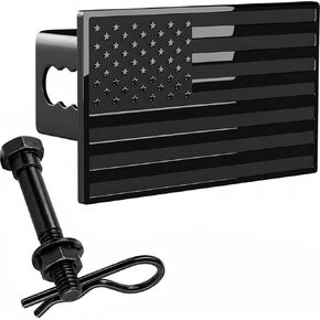 eVerHITCH US American Flag Emblem Metal Trailer Hitch Cover Plug, Fits 2" Receivers (Black & Chrome) in Saudi Arabia