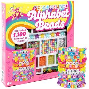 Just My Style ABC Beads by Horizon Group Usa, 1000+ Charms & Beads, Alphabet Charms, Accent Seed Star Wax Beading Cord, Satin Cord Key Ring Included, Bright, Small in Saudi Arabia