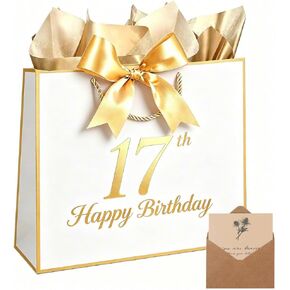 Personalized Birthday Gift Bag with Card and Tissue Paper, 13‘’ Anniversary Party Decorations Happy Birthday Present Paper Bags for Gifts Wrapping, for Women Men Him Her (Red, 65th) in Kuwait