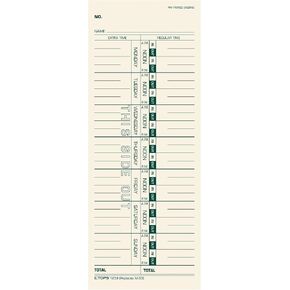 TOPS Time Cards, Weekly, 1-Sided, 3-1/2" x 9", Manila, Green Print, 500-Count (1259) in Saudi Arabia