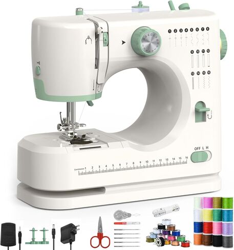 Portable Sewing Machine 16 Stitch for Beginners Adults, Double Needle with Adjustable Speed Foot Pedal Quick-Place Bobbin, DIY Crafting Home Sewing Machine. in Saudi Arabia