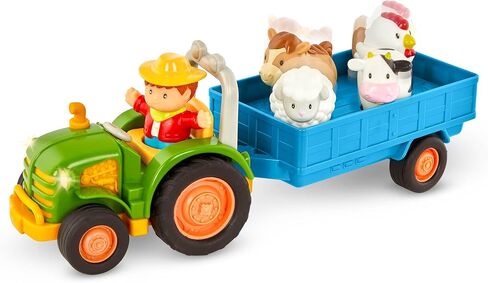 Battat – Farm Toys For Toddlers, Kids – Lights & Sounds Toy Tractor – 7Pc Pretend Play Set – Tractor, Trailer, Farm Animals – 18 Months + – Farming Fun Tractor in Kuwait