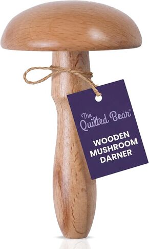 The Quilted Bear Wooden Darning Mushroom & 6 Darner Needles, Repair Clothes in Kuwait