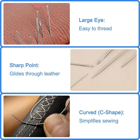 14PCS Hand Sewing Needles Kit, Heavy Duty Large Eye Leather Needle in Kuwait