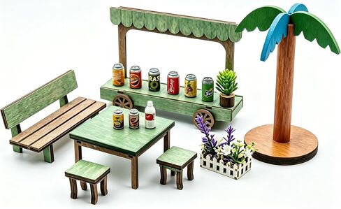 Z MAYABBO Wooden Dollhouse Furniture of Table & Chair, Miniature Dollhouse Accessories of Dining Room Accessory - 1/12 Scale in Kuwait