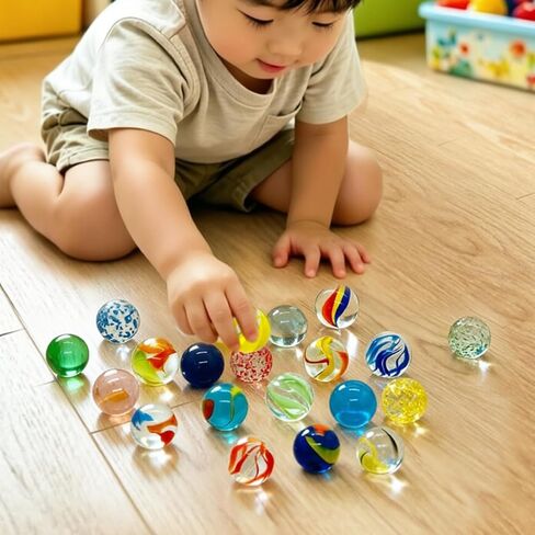 Large Glass Marbles, 1 Inch/25mm, Colorful, 20 Pack, Shooter Marble Race Game for Kids and Adults, with Storage Case in Saudi Arabia