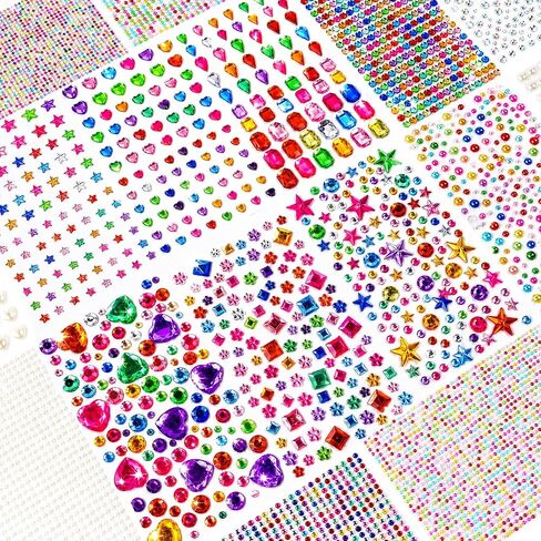JIUZHU 7300+PCS Face Jewels for Makeup, Self Adhesive Rhinestone Stickers Kit Multicolor Gems for Face, Eyes, Hair, Nails, Body Art Festival Party Rave Makeup Supplies in Kuwait
