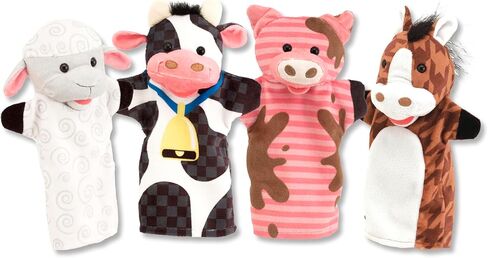 Melissa & Doug Farm Friends Hand Puppets (Set of 4) - Cow, Horse, Sheep, and Pig in Kuwait