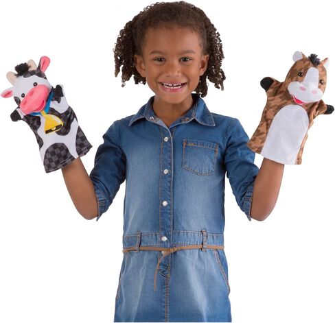 Melissa & Doug Farm Friends Hand Puppets (Set of 4) - Cow, Horse, Sheep, and Pig in Kuwait