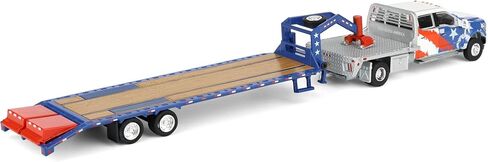 Greenlight 1/64 2020 Ford F-450 Dually Flatbed Pickup Truck with Gooseneck Flatbed Trailer, USA 250 Tribute, Outback Toys Exclusive Limited to 1776, 51743-B in Kuwait